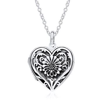 Cadena medallón corazón genciana plata 925 grabable