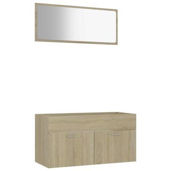 Set De Muebles De Baño 2 Pzas Contrachapada Color Roble Sonoma Vidaxl