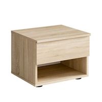 lote de 2 mesitas de noche - 1 nicho y 1 cajon - color roble sonoma - coleccion nofi