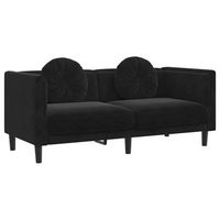 sofa con cojines 2 plazas terciopelo negro vidaxl