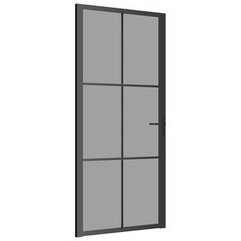 Puerta Interior Vidrio Egs Y Aluminio Negro 93x201,5 Cm Vidaxl