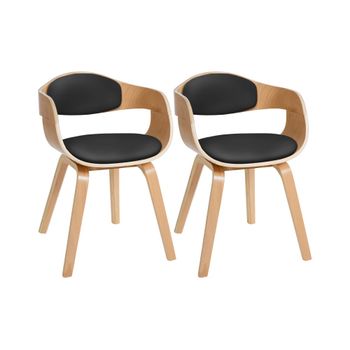 Set de 2 sillas con asiento en Simil cuero Natural/negro