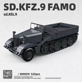 Bloques de Construcción Sd.Kfz.9 FAMO, Vehículo Semitrack, 300029, 525 Piezas, Ladrillos de Modelo Militar, Juguete Coleccionable para Exhibición, Regalo
