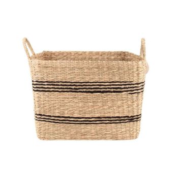 Cesta rectangular de junco marino con asas 40x36cm