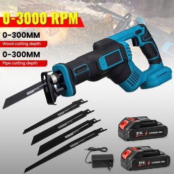 Sierra Recíproca Eléctrica Inalámbrica de 300 mm con Velocidad Variable Continua, Herramienta de Corte de Metal y Madera, Sierra Eléctrica para Batería Makita de 18 V