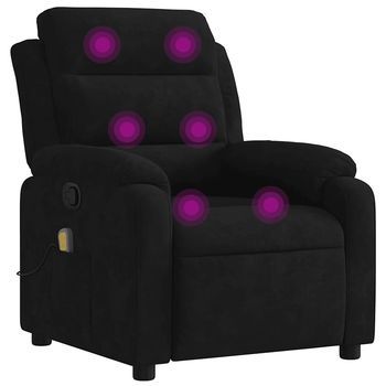 Sillón Reclinable De Masaje De Terciopelo Negro Vidaxl