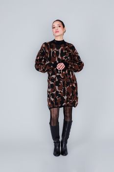 minivestido con elaboración animalier en jacquard multi animalier s