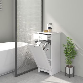 Mueble Ropa Sucia De Mdf Homcom 40x38x90 Cm-blanco
