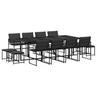 juego de comedor de jardin 13 pzas con cojines textileno negro vidaxl