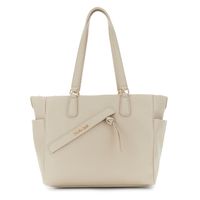 bolso shopping de suave piel ecologica con bolsillo con cremallera y detalles de nudos sand