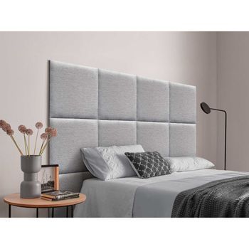 Dhome Cabecero Tapizado Compuesto De Paneles Autoadhesivos Intercambiables Serie Luxury Edition Cama Lujo Dormitorio (silver Grey, 120cm)