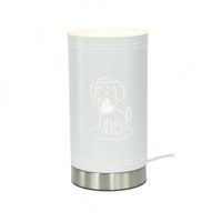 lampara de mesa de metal blanco