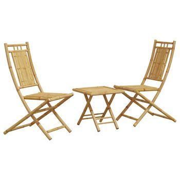 Juego De Mesa Y Sillas De Jardín 3 Uds | Conjunto De Mesa Y Sillas Bambú