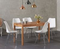 oxford 120cm solid oak dining table with celine chrome leg chairs