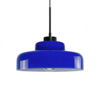 lampara de techo de vidrio y metal azul