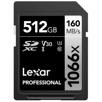 Tarjeta SD Lexar Professional 1066x 512 GB UHS-I 160 MB/s 120 MB/s Negra