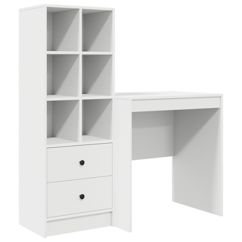 Escritorio Madeira 6 Compartimentos Y 2 Cajones Blanco 76x70x50 Cm