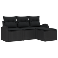 juego de sofa de jardin de 4 uds con cojines negro de poliratan cfw173793