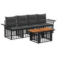 conjunto de sofas de jardin 5 uds negro y gris oscuro vidaxl