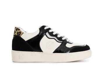 deportivas bajas de mujer con efecto naplack y piel. black beige 40