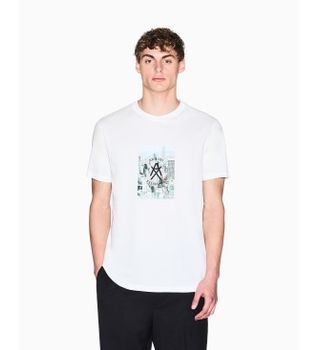 A|X Armani Exchange para hombre. XM002214AF10356U0009 Camiseta Casual Premium blanco (XXL), Algodón, Manga corta