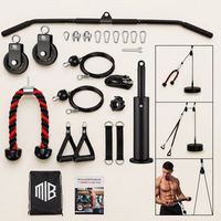 sistema de poleas de musculacion para pared con barra cuerda de triceps y asas