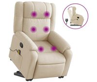vidaxl silla de masaje reclinable de pie de tela color crema
