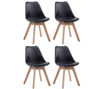 Set de 4 sillas de comedor borneo en polipiel simil cuero negro 55x48x84 cm