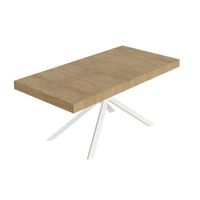 mesa extensible niket 200304x90 cm roble natural patas blancas