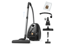 aspirador con bolsa - rowenta green force ro6189 400 w 45 l motor effitech bajo consumo filtrado hepa radio 12 m eco especial mascotas negro