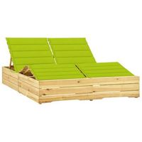 tumbona de jardin  silla  sillon exterior doble y cojines verde brillante madera pino impregnada cfw252198