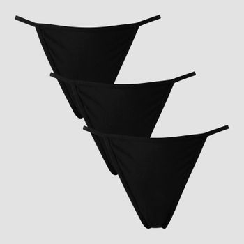 Tanga de talle medio para mujer de MP (paquete de 3) - Negro - XL