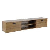 mueble de tv de pared industrial de 160 cm en madera clara
