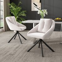 juego de 2 modernas sillas de comedor giratorias de terciopelo beige