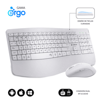 teclado  raton subblim combo dual prowave blanco inalambrico