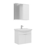 conjunto de mueble con lavabo y espejo 2 piezas  - 65 x 50 x 58 cm - blanco
