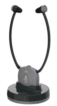 Meliconi 497339 auricular y casco Auriculares Inalámbrico Estetofónico TV Base de carga Negro, Gris