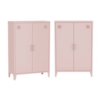 Cómoda/armario De Metal De 2 Puertas, Set De 2, Rosa