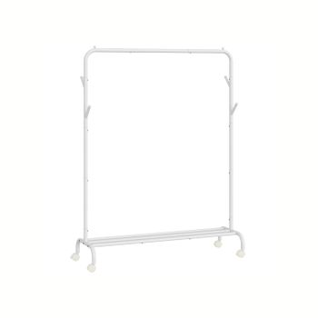 Burro para Ropa con Ruedas con Barra Estructura de Tubo de Acero, Blanco