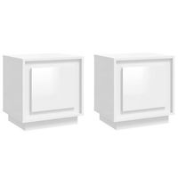 pack 2 uds mesitas de noche  mesa auxiliar  mesilla madera blanco brillante 44x35x45 cm