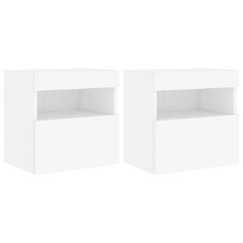 Muebles De Tv De Pared Con Luces Led 2 Uds Blanco 40x30x40 Cm