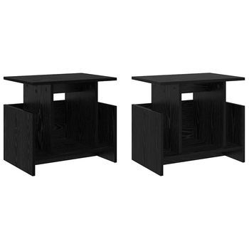 Soporte De Tv 2 Uds | Mueble De Salón | Gabinete De Tv Roble Negro 50 X 35 X 45 Cm