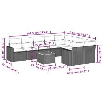 Conjunto De Sofá De Jardín (incluye Cojines, Conjunto De 10 Piezas)