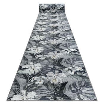 Alfombra De Pasillo Con Refuerzo De Goma Monstera Hojas, Gris 100 Cm 100x390 Cm