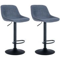 2x taburetes de bar sillas altas estable base en forma de trompeta tela azul base metal negro m10001386