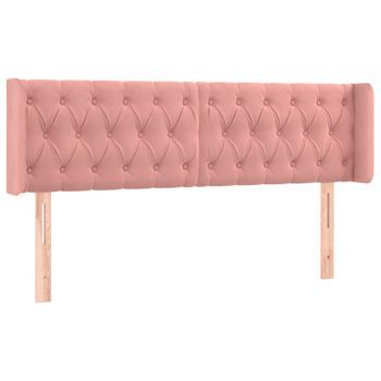 Cabecero Cama Mueble De Dormitorio Con Led De Terciopelo 147 X 16 X 78/88 Cm Rosa M02_0001899