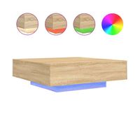 mesa de cafe - mesa de centro con luces led roble sonoma 100x100x31 cm