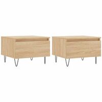pack 2 uds mesas de centromesa auxiliarmesa de cafe madera ingenieria roble sonoma 50x46x35cm