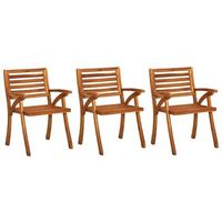 pack 3 uds sillas de comedor jardin  silla de exterior  sillon y cojines madera maciza acacia