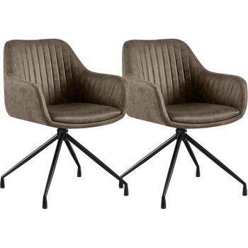 Set De 2 Sillas De Comedor Welby Simil Cuero Vintage Gris 58x58x81 Cm Clp